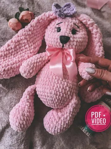Crochet pattern softy bunny toy, rabbit doll, PDF Digital instant download, Video tutorial, stuffed animal, bunny with long ears, cute gift $5.00