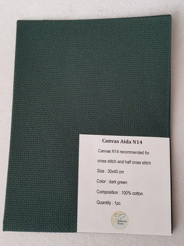14 count AIDA canvas for cross stitsh, dark green color fabric for embroidery, fabric needlework $19.00