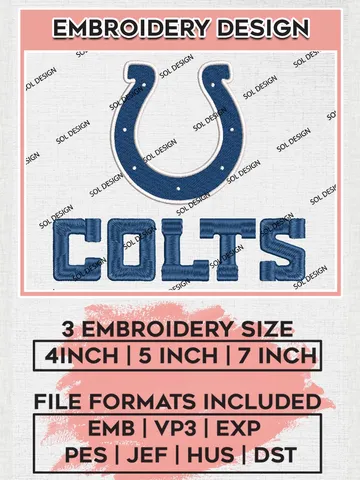 NFL Indianapolis Colts Embroidery Designs, NFL Colts, NFL Embroidery Designs, NFL Indianapolis Colts Machine Embroidery Design, Digital Download