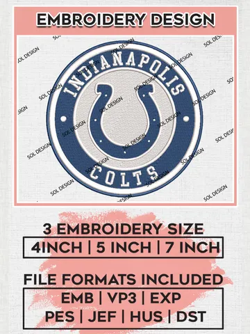 NFL Indianapolis Colts Circle Logo Embroidery Designs, NFL Colts, NFL Embroidery Designs, NFL Indianapolis Colts Machine Embroidery Design, Digital Download