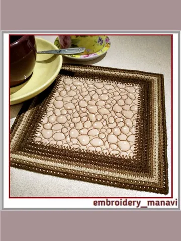 ITH embroidery quilted doily with crochet lace edge $4.50