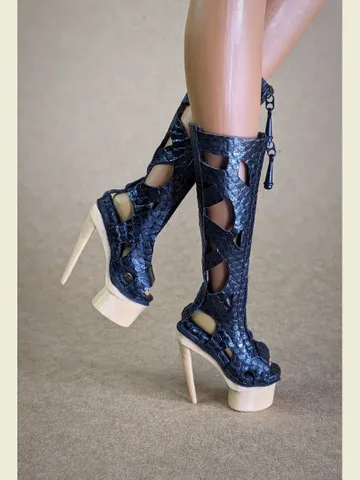 Handmade high heels shoes of genuine snakeskin for 16-inch Fashion Royalty doll (FR16) $80.00