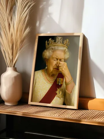 Funny Queen Portrait Print, Whimsical Royal Parody (Digital Download) $3.99