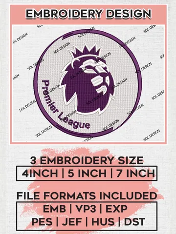 Premier League New Logo Embroidery Designs, Premier League Embroidery, EPL Embroidery Designs, EPL Premier League New Logo Embroidery Designs $6.99