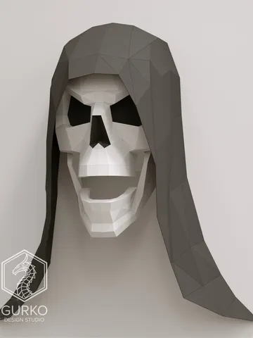 Hooded Skull Papercraft, Digital Template, PDF Download, Gurko, Trophy, 3D Low Poly, Pepakura, DIY Origami, Paper Decor, DIY Gift $17.00