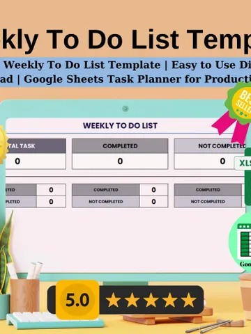 Editable Weekly To Do List Template | Easy to Use Digital Download | Google Sheets Task Planner for Productivity $5.46