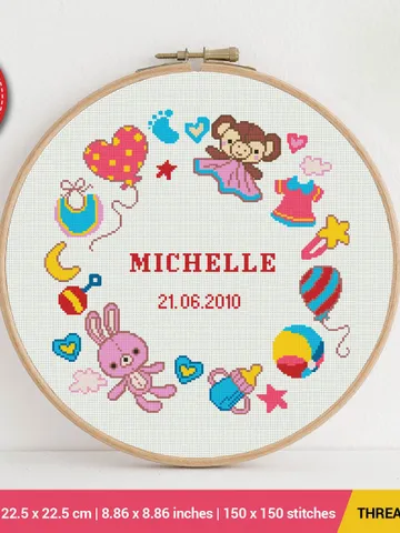 Birthday Date Frame and Alphabet Cross stitch pattern | Embroidery Pattern | Instant Download | Embroidery Designs $6.40