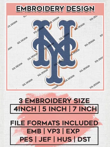 MLB New York Mets Logo Embroidery Files, MLB New York Mets Team Embroidery, MLB Teams, 3 sizes, MLB Machine embroidery designs, Digital Download $6.99