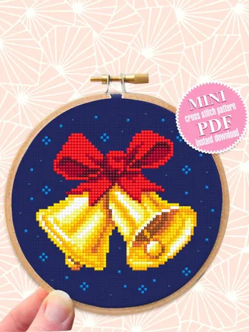 Christmas bells cross stitch pattern PDF download Christmas ornament cross stitch chart, Christmas pattern digital PDF, Jingle bells #N121 $2.70