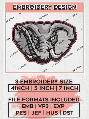 Alabama Crimson Tide Embroidery Designs, NCAA Logo Machine Embroidery Files, NCAA Alabama Crimson Tide Logo, NCAA Embroidery Designs, Machine Embroidery Designs, Digital Download $6.99