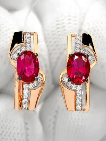 Earrings jewelry Silver gold plated 925 assay value with corundum ruby $95.00