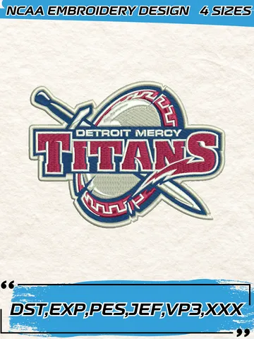 Detroit Mercy Titans Logo Embroidery Design,NCAA Logo Embroidery Design,Machine Embroidery Design File,4 Sizes, Digital Download $4.99