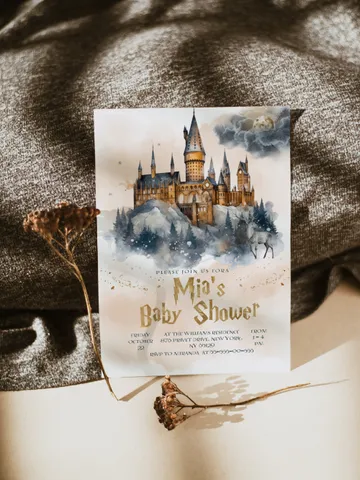 DIY Wizarding World Baby Shower iNVITATION; Magic School Baby Shower Template; School of Wizard Baby Shower invitation template; wF55 $11.62