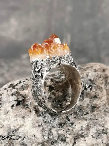 Raw Citrine ring Magic ring Nature rings for women Druzy ring Large gemstone ring Adjustable ring Mountain $160.00
