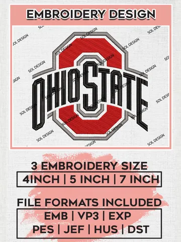 Ohio State Buckeyes Logo Machine Embroidery Design, NCAA Ohio State Buckeyes Embroidery Design Design files, NCAA Embroidery Designs, NCAA Machine Embroidery Designs, Digital Download $6.99
