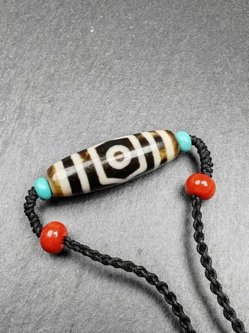 Vintage Tibetan 3 Eyes Dzi Bead Amulet,Protection Charm for Good Fortune,37*12mm,Spiritual Gift