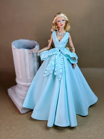 Handmade turquoise evening сlassic gown for 13-inch fashion female dolls $42.00
