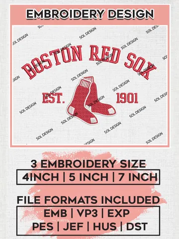 MLB Boston Red Sox Team Est Logo Embroidery Design, MLB Team Embroidery files, Boston Red Sox Baseball Team, Red Sox Team, Digital Download