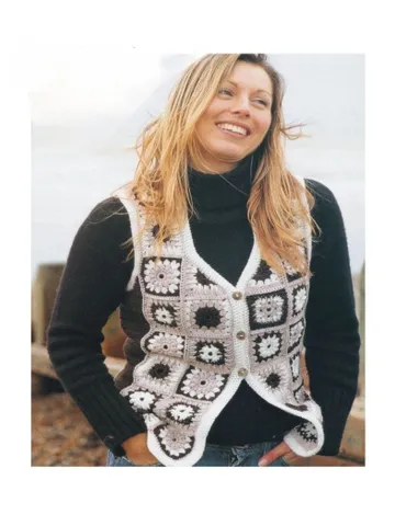 Waistcoat crochet pattern, easy waistcoat crochet, granny squares waistcoat women ladies pdf $6.68