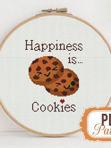Cross stitch pattern Happiness is Cookies Cross stitch pattern Quote Sweets Cookie Food Happy PDF Format Instant Download Home decor Modern $5.37