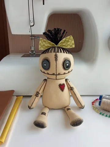 Handmade Voodoo Doll With Green Bow $63.00