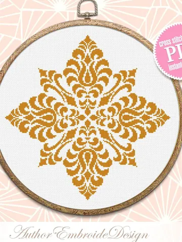 Flower mandala cross stitch pattern PDF download Simple mandala digital PDF, Monochrome ornament cross stitch chart Mandala embroidery #M215 $4.60