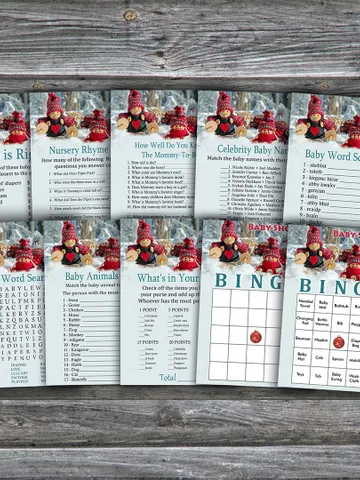 Christmas gnomes baby shower games bundle,Christmas Baby Shower games package,Fun Baby Shower Games,9 Printable Games269 $5.95