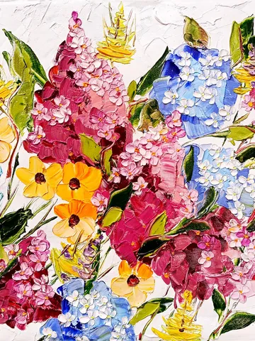 Flower Painting On Canvas Original Art Pink Purple Meadow Flowers Floral Art Impasto Painting Abstract 16 by 20 Gift by ArtProkopaloSv $240.00