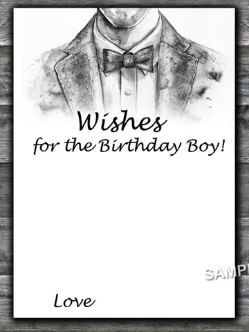 Bow Tie Wishes for the birthday boy,Birthday Games for Him, Adult Birthday Games,Printable Birthday Games for Him $1.75