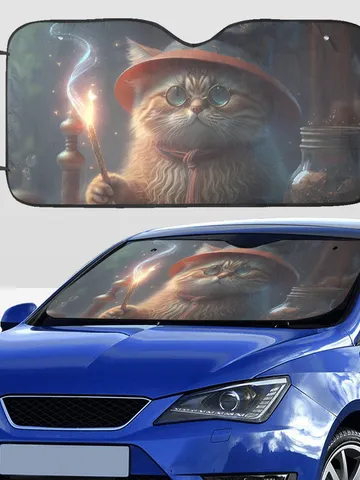 Wizard Cat Doing Magic Car SunShade $48.00
