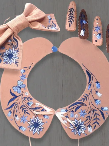 Collar, bow and hairpins in the hoop machine embroidery designs ITH digital embroidery pattern floral embroidery motif $16.17