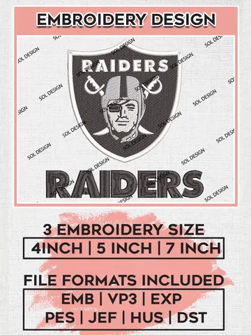 Las Vegas Raiders Football Embroidery files, Raiders NFL Logo Embroidery files, NFL Teams, Football, Digital Download | EMB_SPORT_22 $6.99