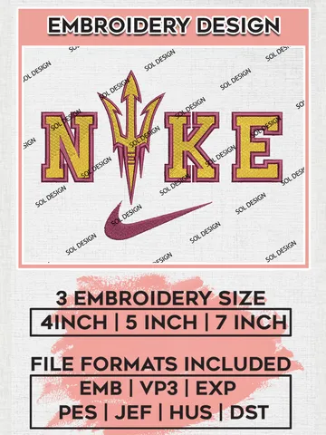 Nike Arizona State Sun Devils Machine Embroidery Design, NCAA Arizona State Sun Devils Embroidery Design Design files, NCAA Embroidery Designs, NCAA Machine Embroidery Designs, Digital Download $6.99