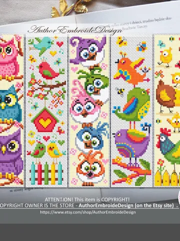 Bird bookmark set cross stitch pattern PDF download Funny birds cross stitch, Chicken bookmark pattern digital PDF, Bird lover gift #B420 $17.45
