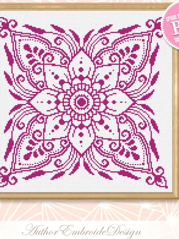 Flower cross stitch pattern PDF download Mandala cross stitch chart, Flower mandala pattern digital PDF, Floral ornament embroidery #M208 $4.60