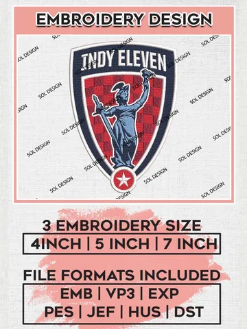 USLC Indy Eleven Logo Embroidery Designs, USLC Indy Eleven Embroidery Design, USLC Embroidery Design Files, USLC Logo, 3 sizes, Machine embroidery Files, Digital Download $6.99