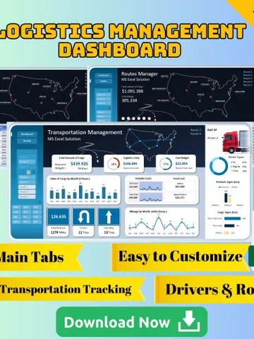 Logistics Management Dashboard, Editable Digital Download for Supply Chain Tracking, Easy-to-Use Operations Tool, Transportation Tracking $11.12