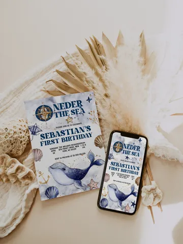 Editable ONEder the Sea First Birthday Invitation; Under the Sea Party; Ocean Party Birthday Template Instant Download; $12.78