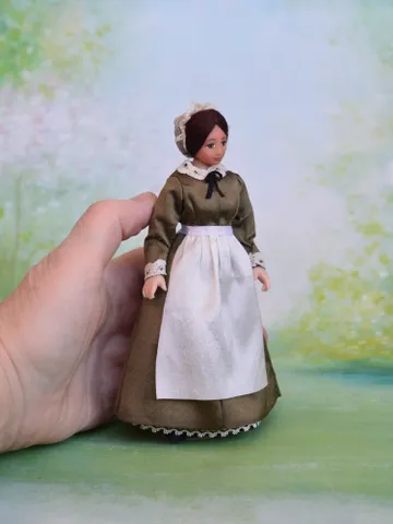 Miniature nanny doll for Victorian dollhouse in 1/12th scale. $198.00