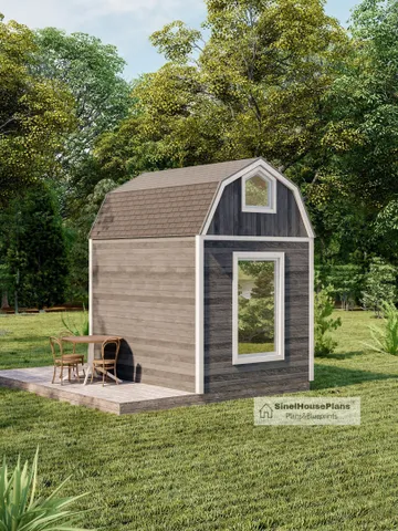 8'x10' Small Cabin Plan with Loft: Shed Building Blueprints (PDF) $22.37