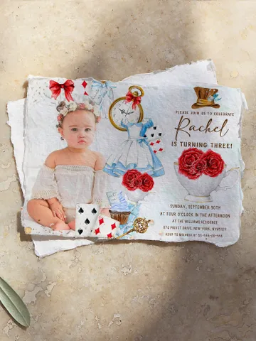 Editable Alice in Wonderland Birthday Party Invitation; Alice Tea Party 1st Girl Birthday Onederland Birthday Invitation Instant Download $12.78