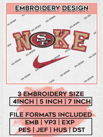 Nike San Francisco 49ers Embroidery Designs, NFL 49ers Embroidery Designs, NFL Embroidery Designs, NFL San Francisco 49ers Machine Embroidery Design, Digital Download $6.99