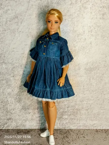 Timeless Denim Charm Dark Blue Babydoll Dress