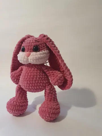 Handmade Plush Bunny Soft Amigurumi Toy Cute Pink Bunny Gift for Kids and Adults