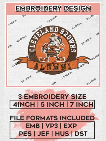 NFL Cleveland Browns Alumni Embroidery Designs, NFL Browns, NFL Embroidery Designs, NFL Cleveland Browns Machine Embroidery Design, Digital Download $6.99
