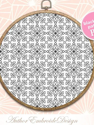 Geometric blackwork pattern PDF Monochrome backstitch repeating pattern embroidery, Blackwork embroidery download PDF Seamless ornament #W18 $4.10