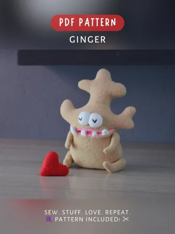 PDF Ginger Plush Toy Pattern β Beginner-Friendly Fleece Softie $9.00