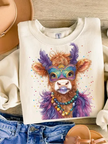 Retro Mardi Gras PNG, Highland Cow Png, Fleur De Lis Png, Mardi Gras Png, Mardi Gras Coquette Png, King Cake Png, Louisiana Crawfish Png $3.90