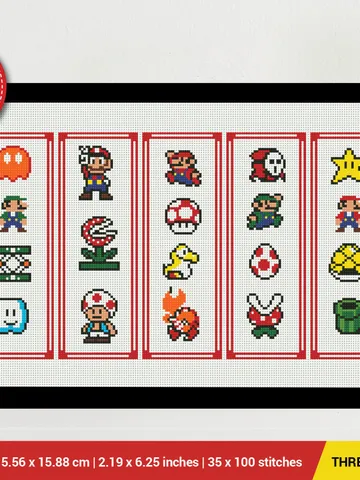 Super Mario Bundle of 5 Bookmarks Cross stitch pattern | Embroidery Pattern | Instant Download | Embroidery Designs $9.21