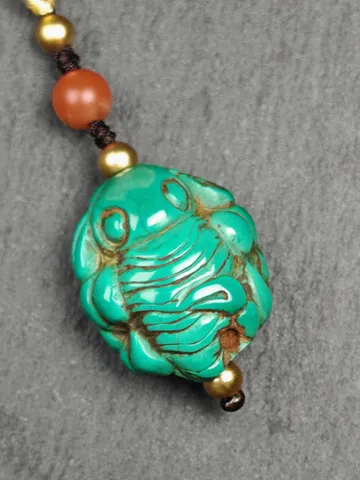 Scorpion Dharma Protector - Authentic Tibetan Turquoise Amulet - Protective Charm - Decades Old - 27×23mm
